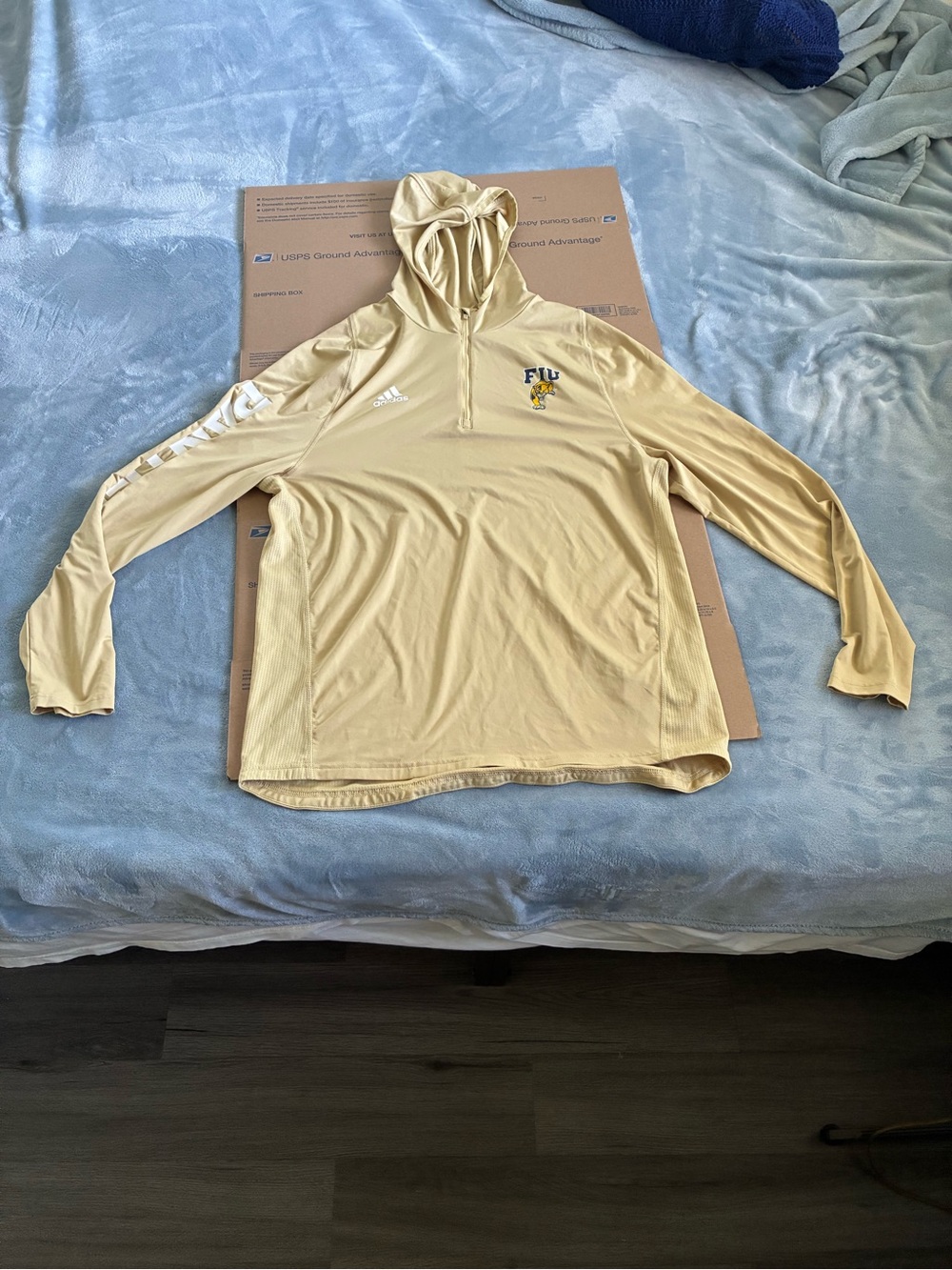 Adidas FIU Panthers Pullover Quarter Zip Hoodie Men's Size XL Gold Yellow NCAA